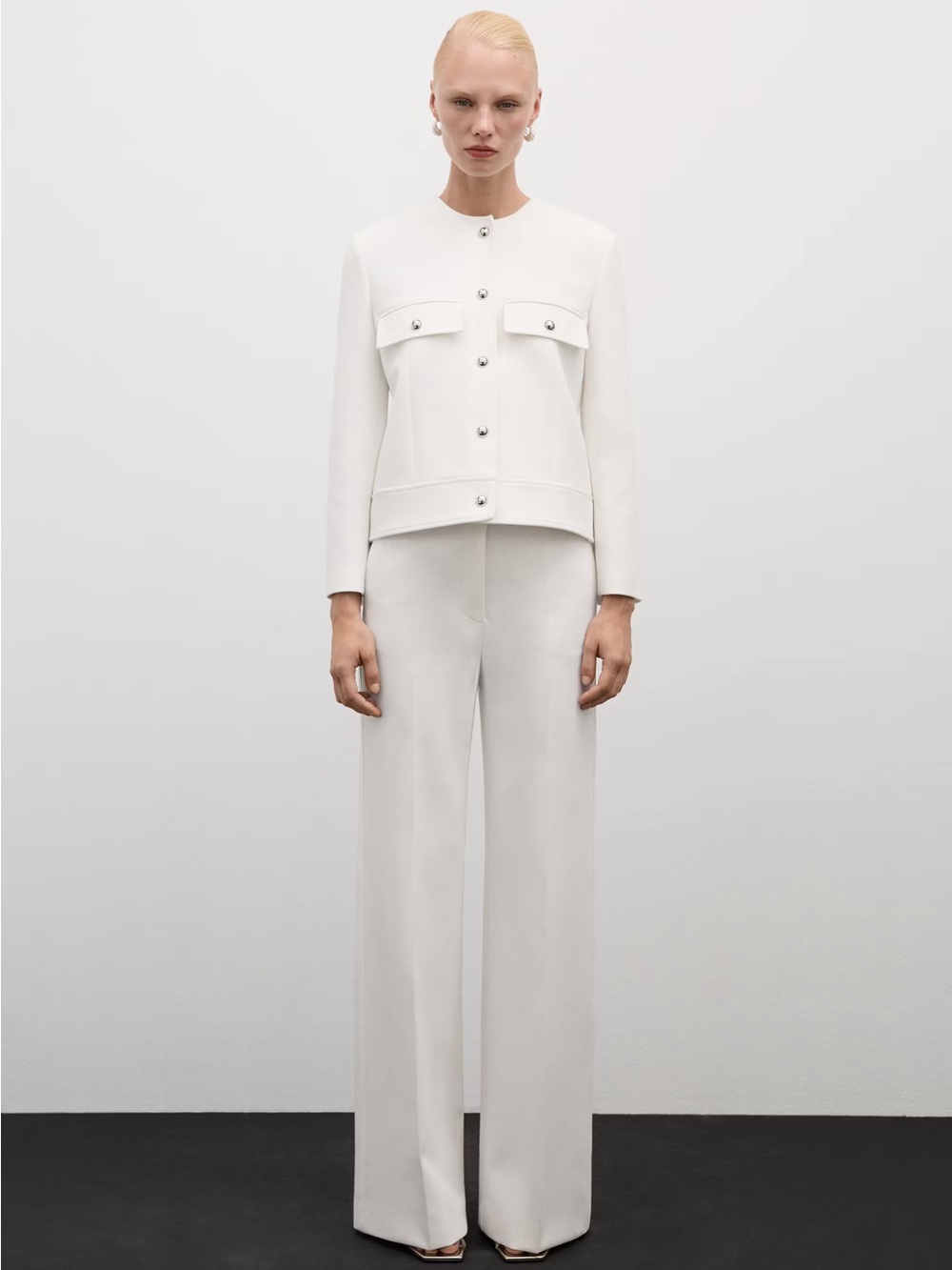 Mango Wide-Leg Jumpsuit in White